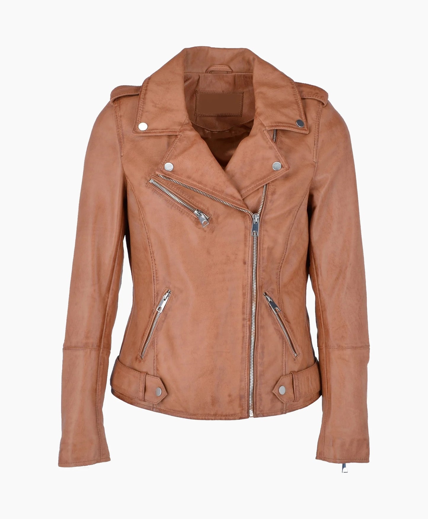 Leather Biker Jacket Tan Ruston