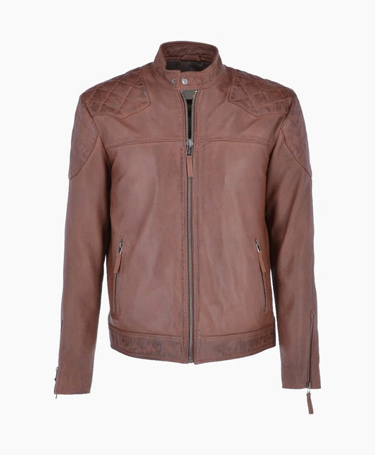Leather Biker Jacket Tan Seattle