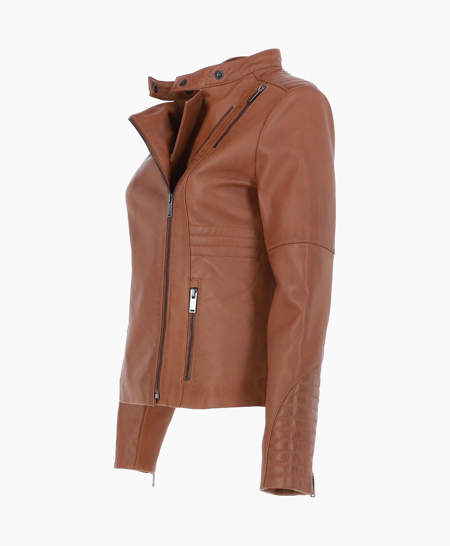Leather Biker Jacket Tan Urbana