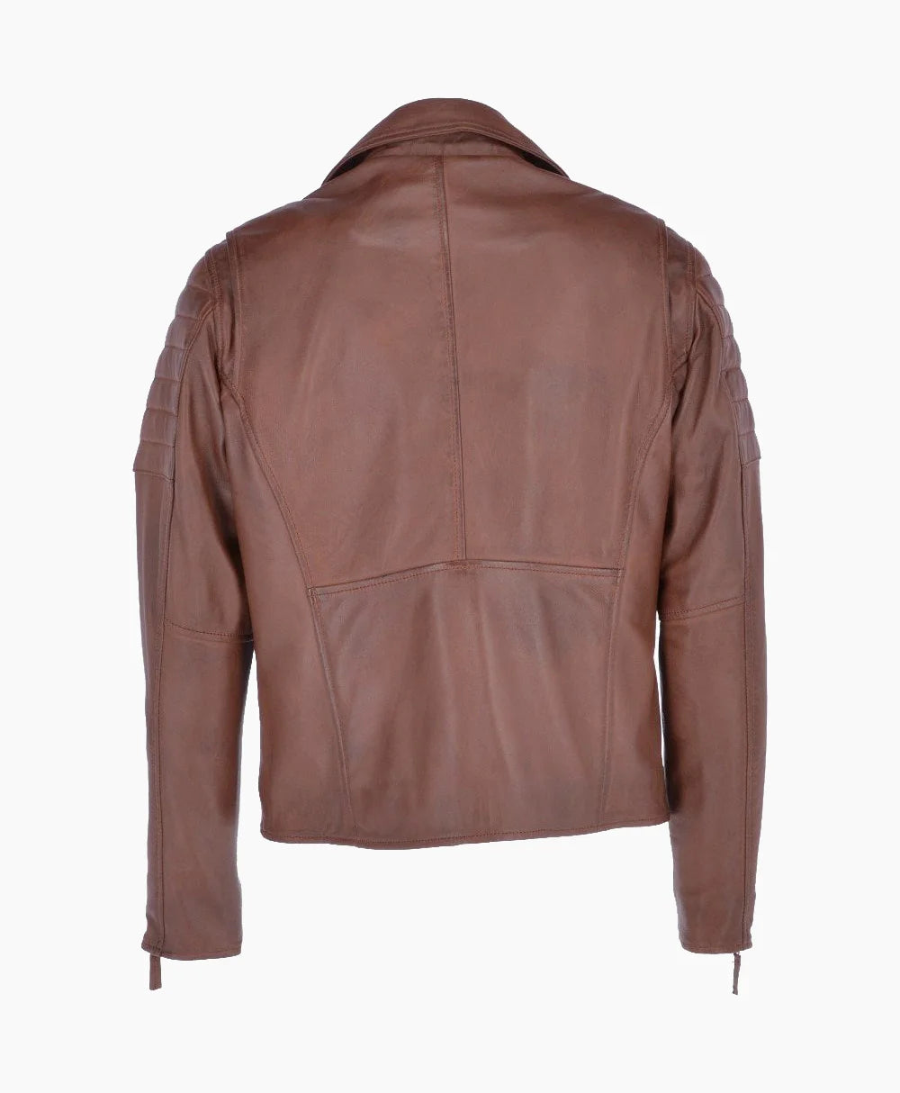 Leather Biker Jacket Tan Henderson