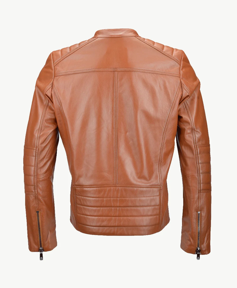 Leather Biker Jacket Tan Corpus
