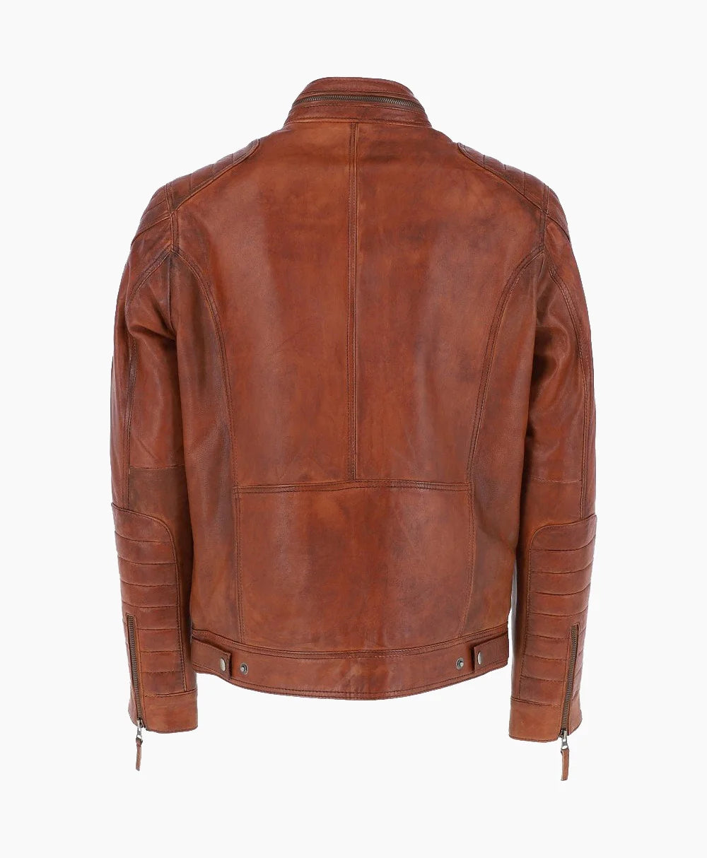 Leather Biker Jacket Tan Tacoma