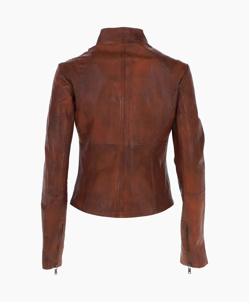 Leather Biker Jacket Vin Tan Alton