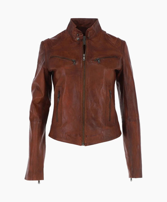 Leather Biker Jacket Vin Tan Alton