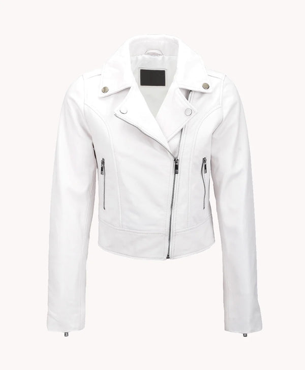 Leather Biker Jacket White Melbourne