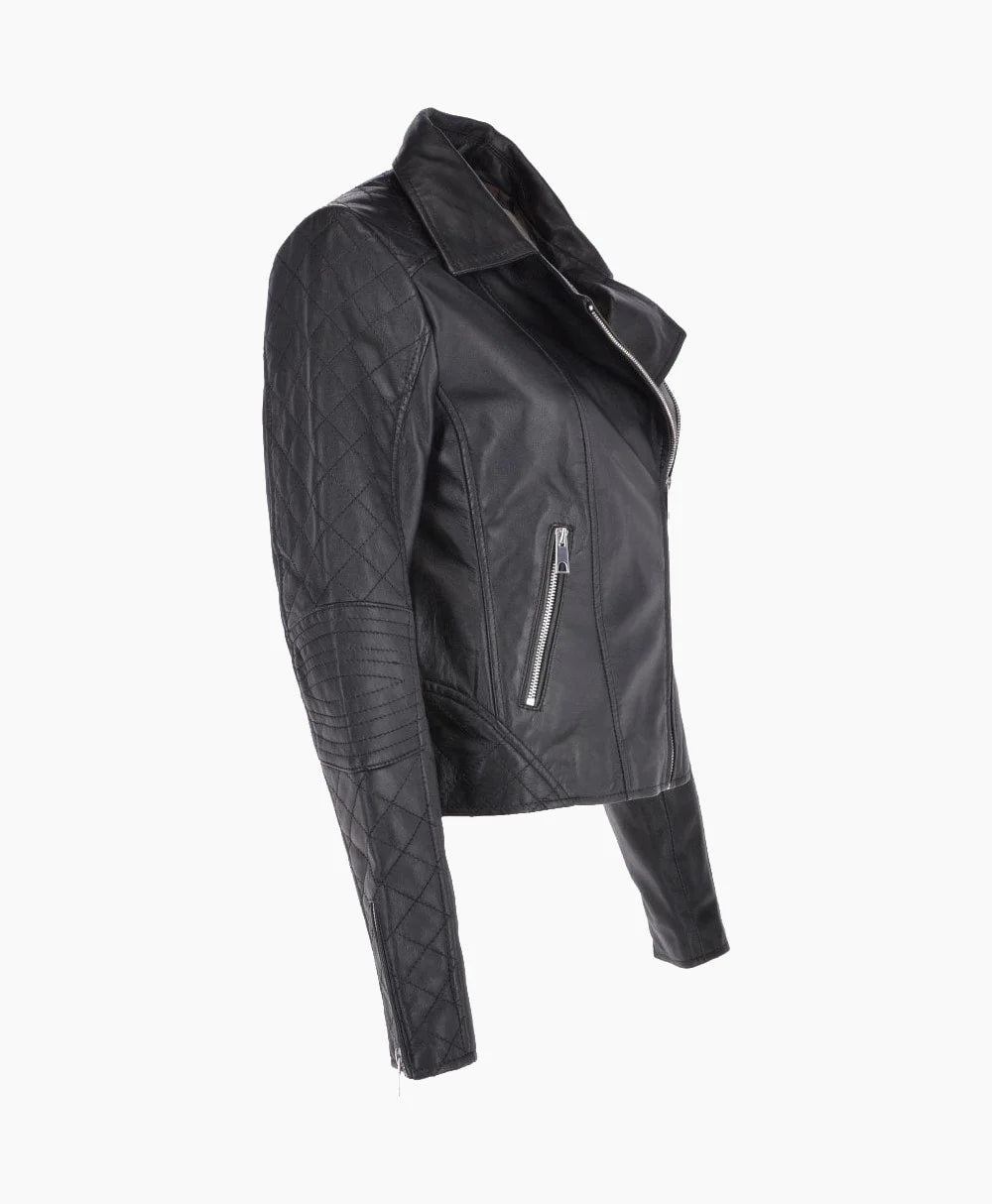 Leather Biker Jacket Black Modesto