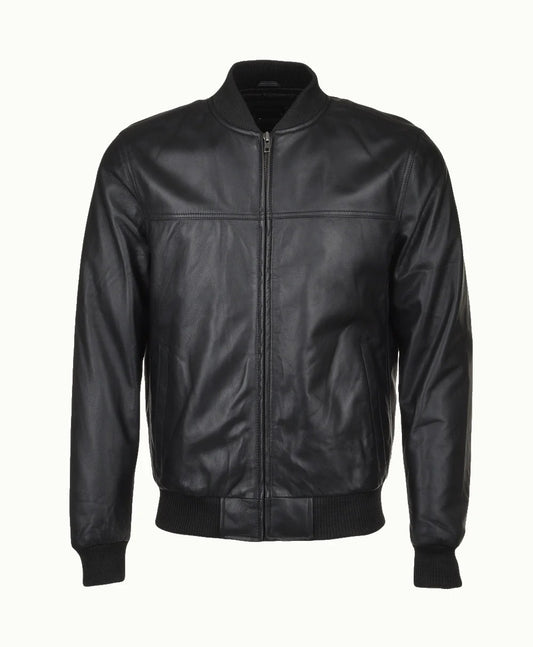 Leather Bomber Jacket Black Memphis