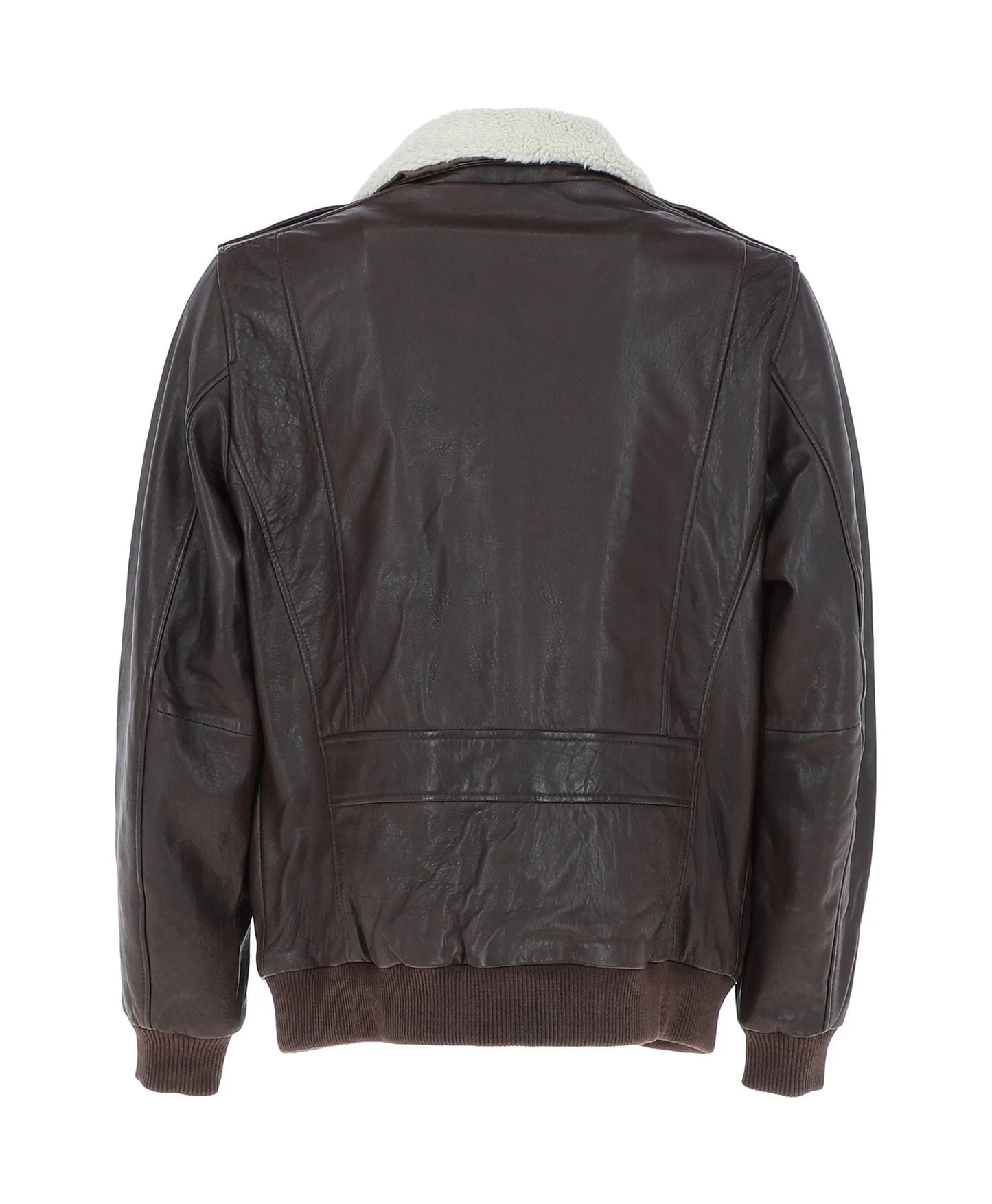 Leather Bomber Jacket With Detachable Collar Brown Sheridan