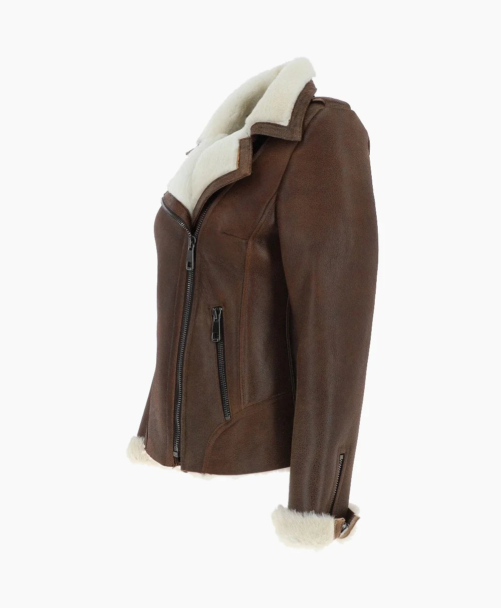 Shearling Leather Jacket Brown Alexander