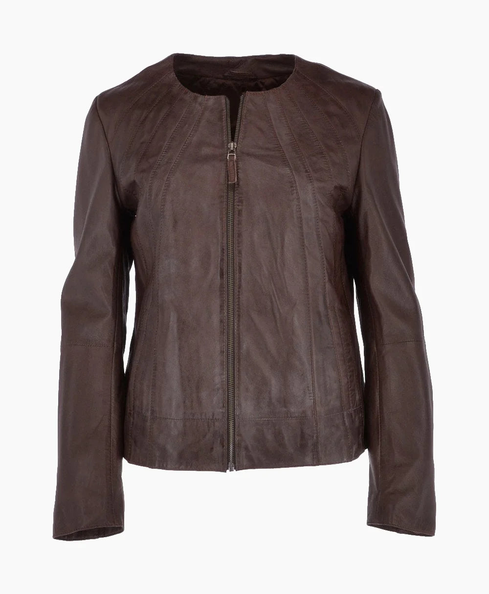 Leather Jacket Brown Carmel