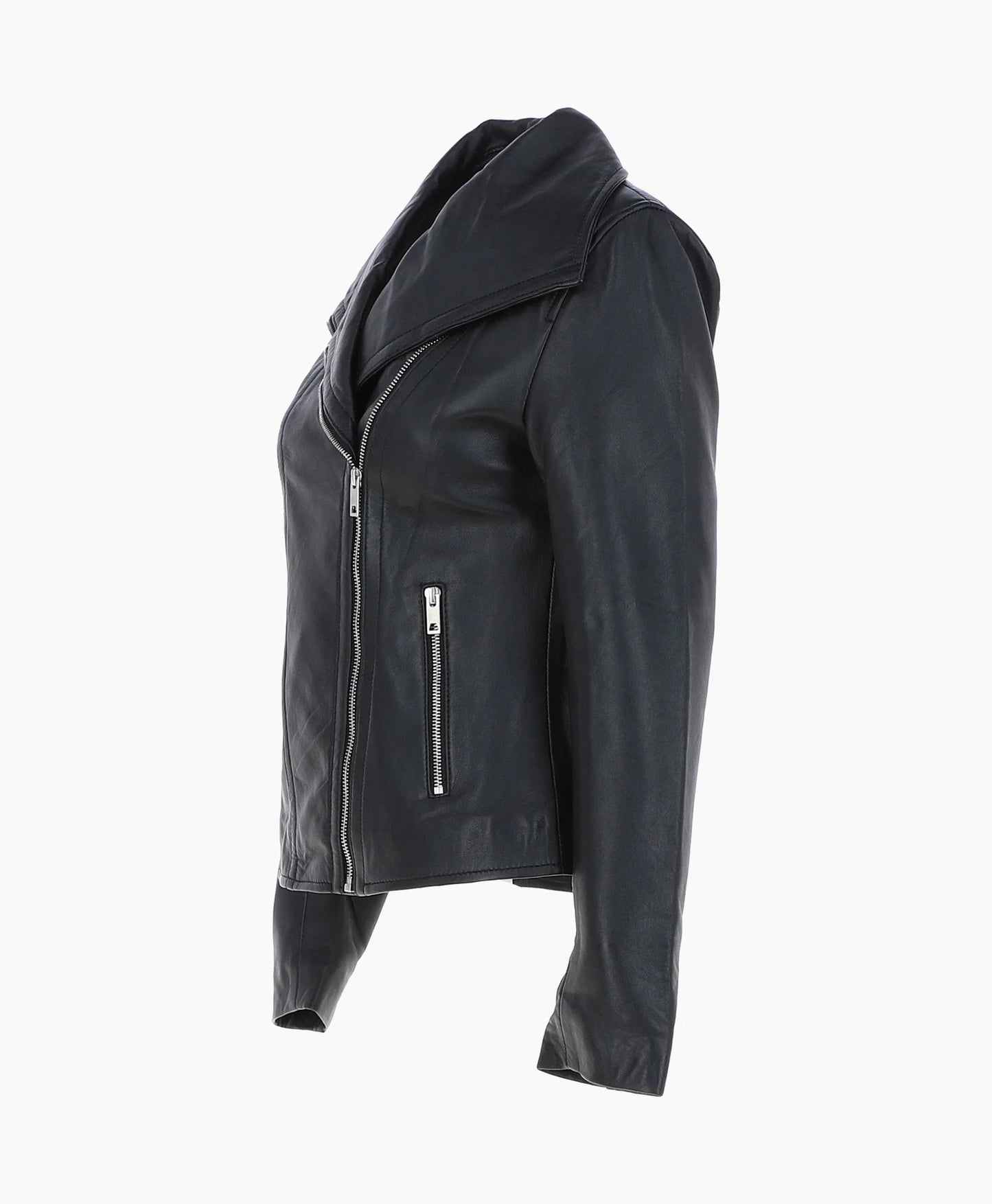Leather Jacket Fashion Collar Black Shelby