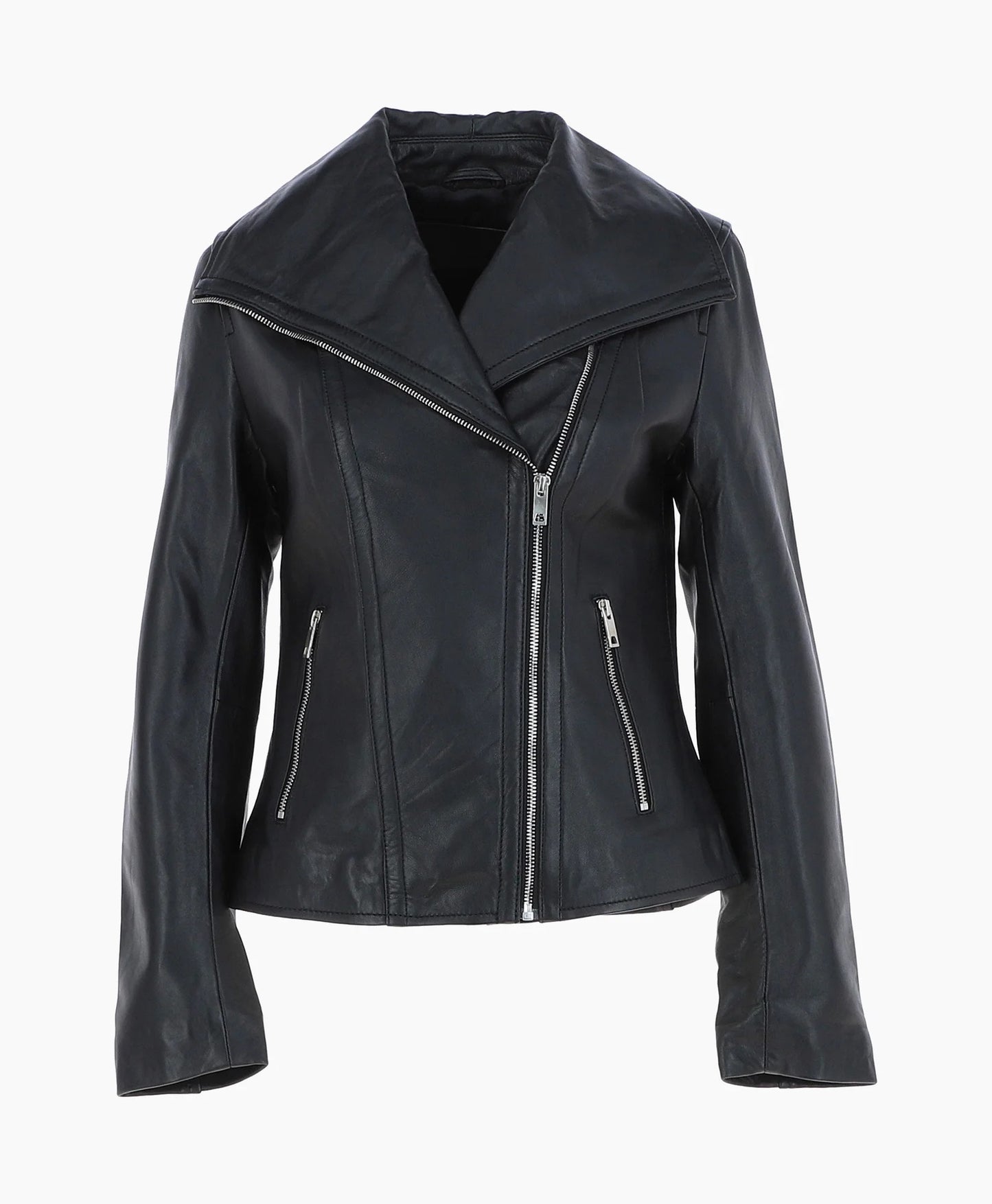 Leather Jacket Fashion Collar Black Shelby