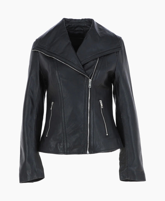 Leather Jacket Fashion Collar Black Shelby