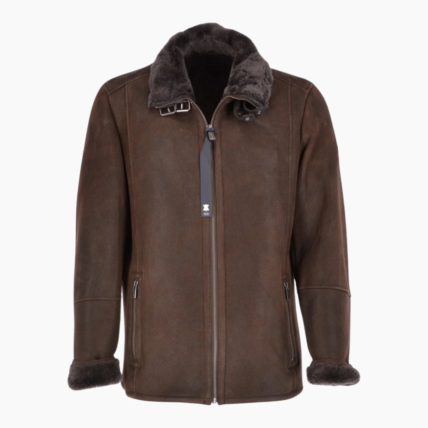 Leather Sheepskin Flying Jacket Brown Anton