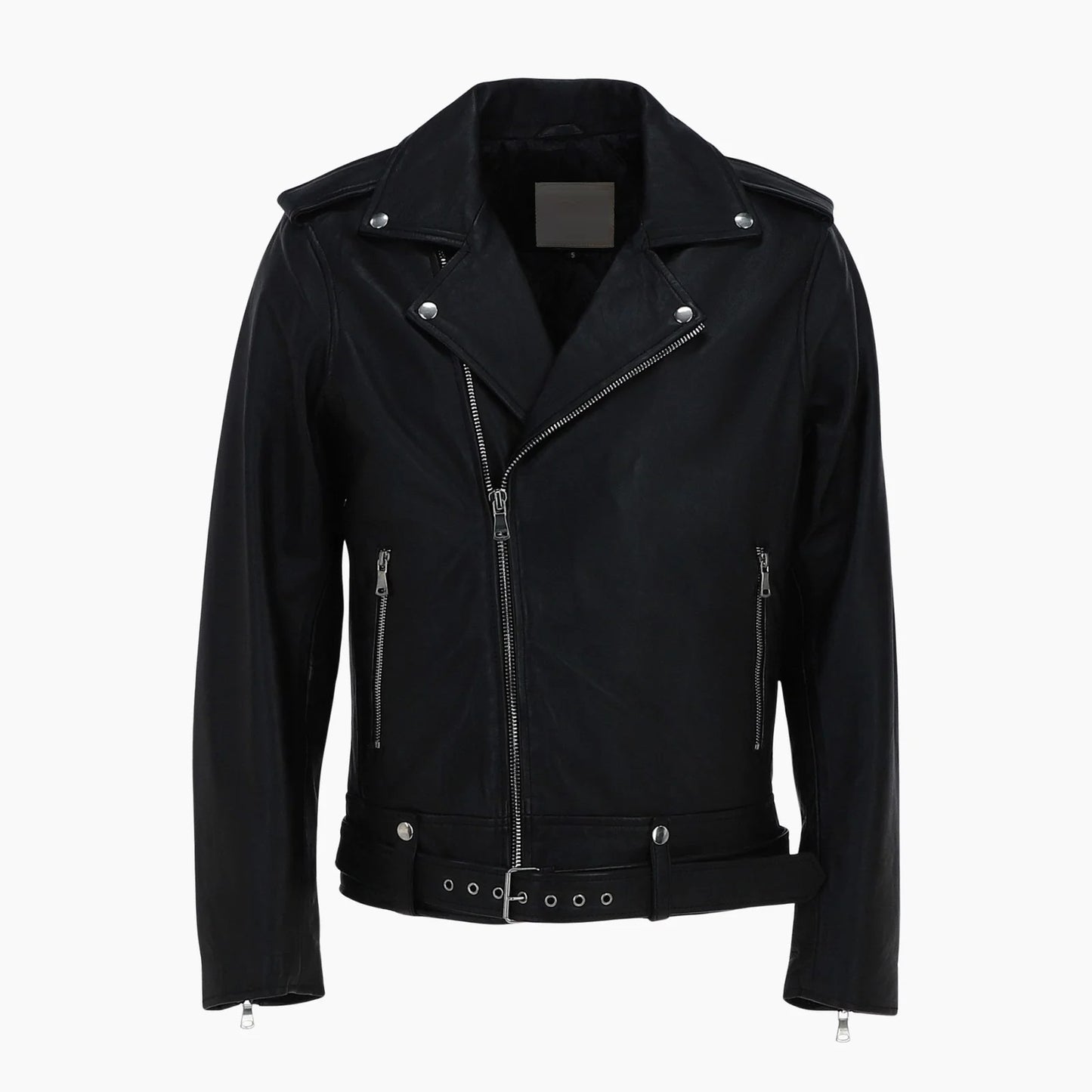 London Men’s Slim Fit Real Leather Biker Jacket Black