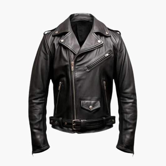 Men’s Black Biker Genuine Leather Jacket