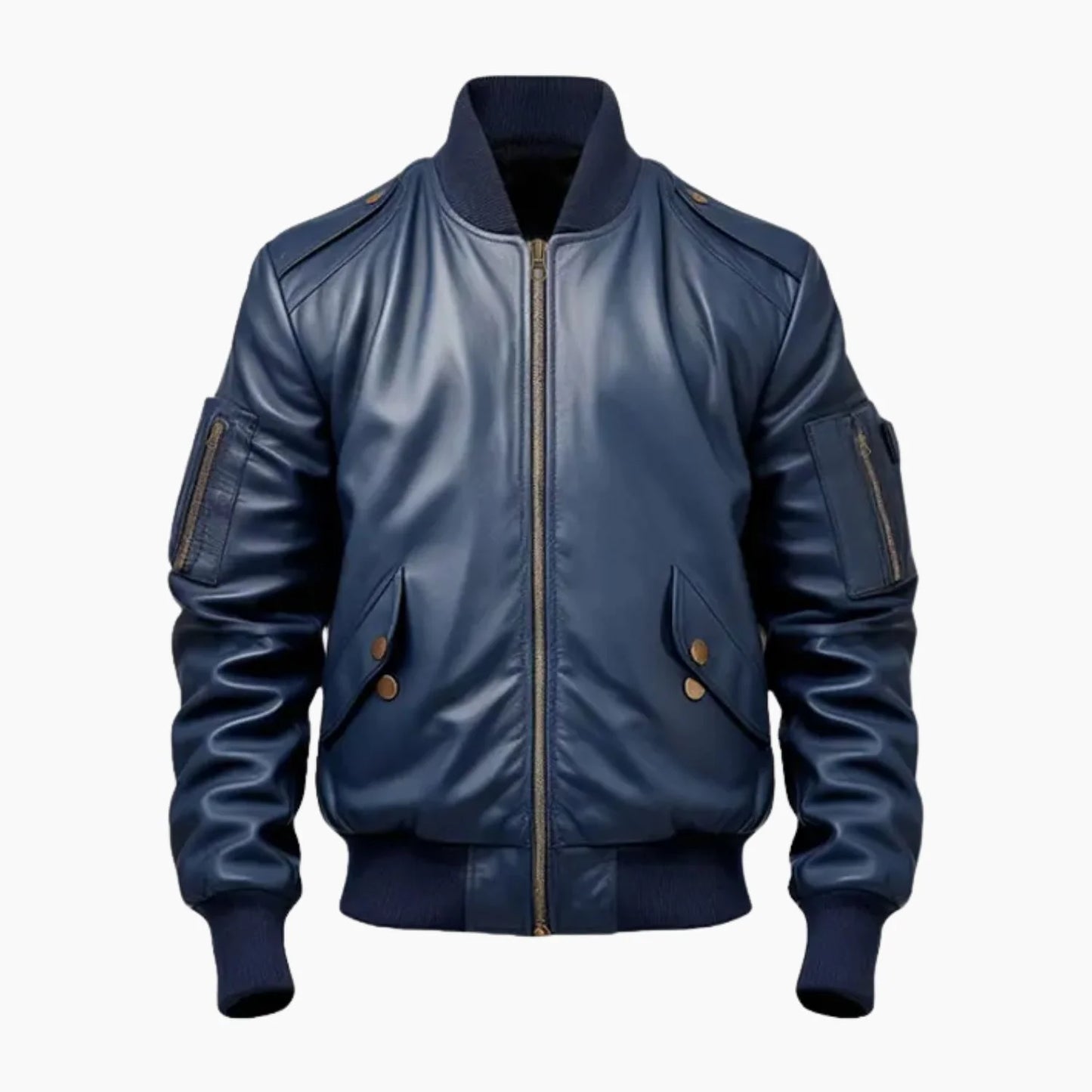 Men’s Blue Flight Bomber Leather Jacket