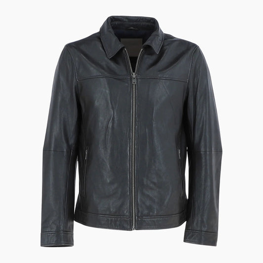 Mens Leather Biker Jacket Dark Brown