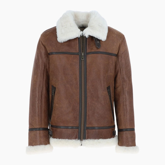 Mens Luxury Shearling Pilot Jacket Antique