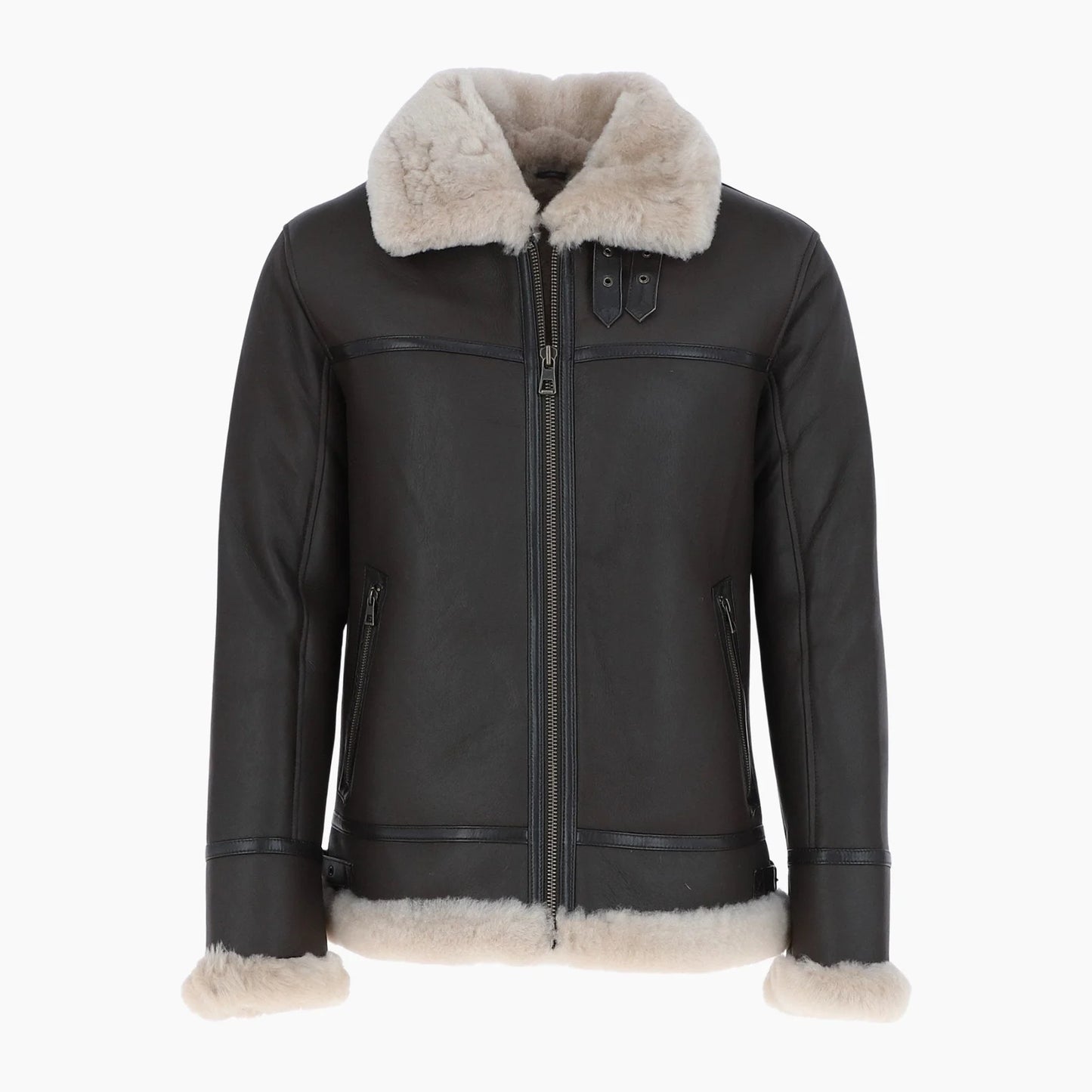 Mens Luxury Shearling Pilot Jacket Brown