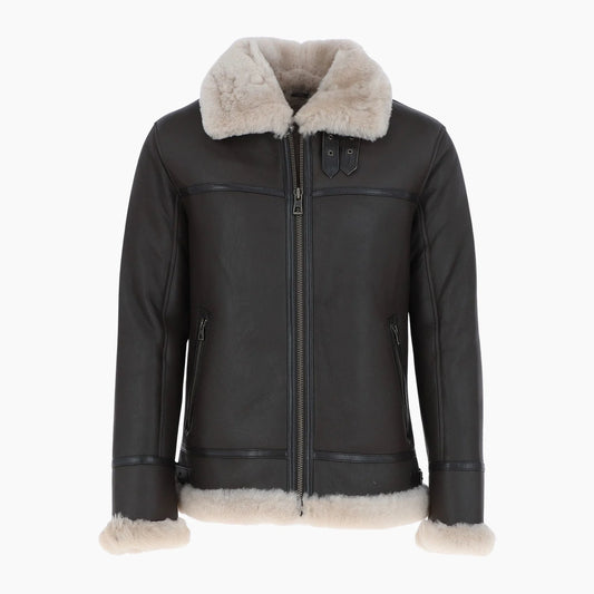 Mens Luxury Shearling Pilot Jacket Brown