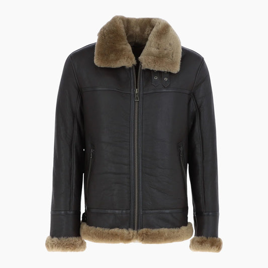 Mens Luxury Shearling Pilot Jacket Ginger