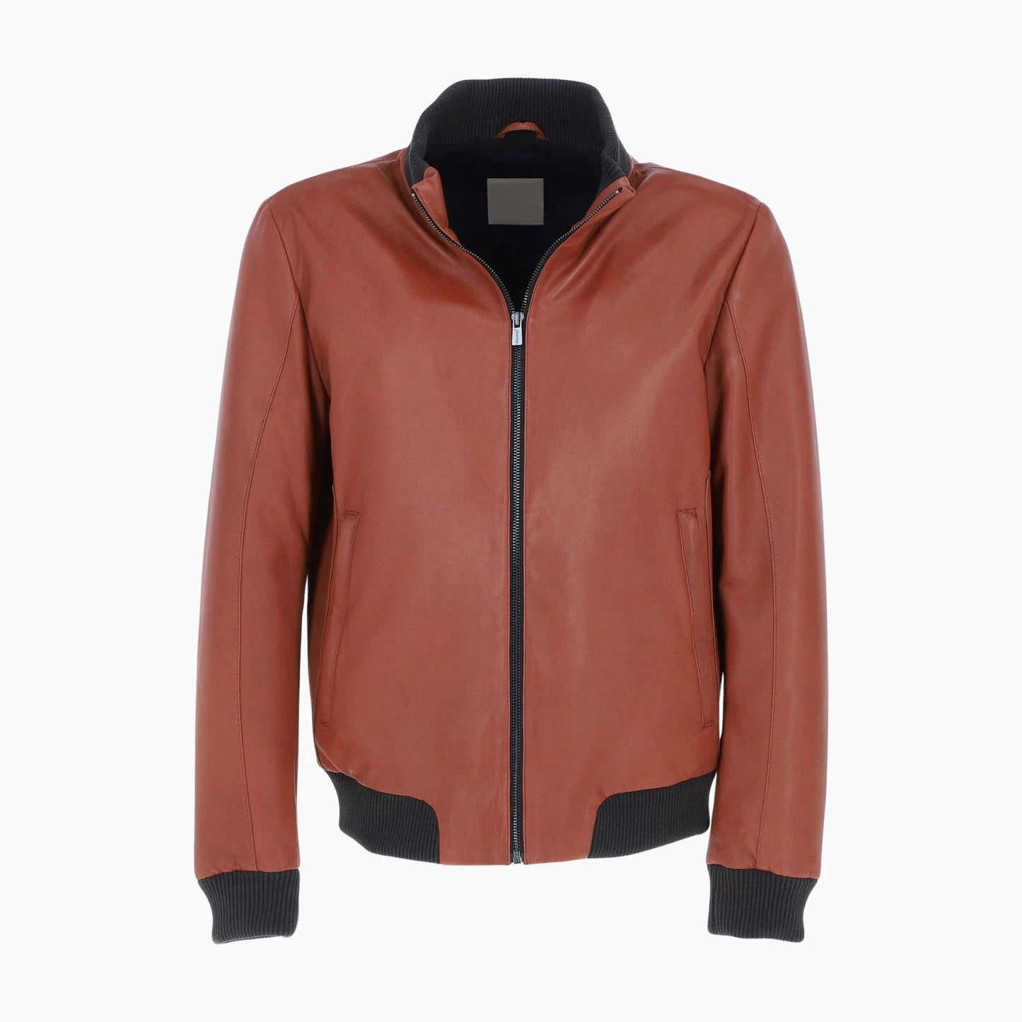 Mens Modern Bomber Leather Jacket Orange Tan