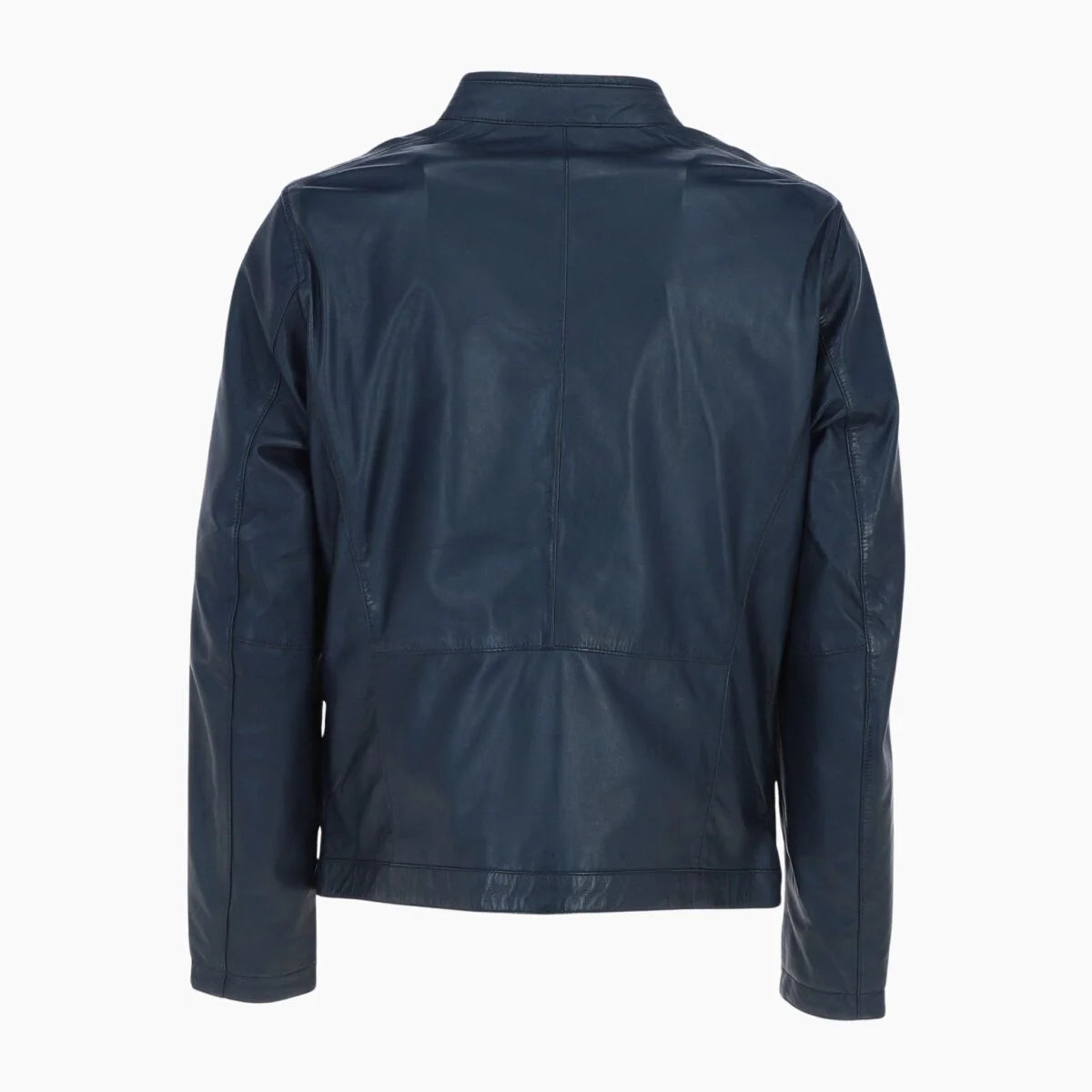 Mens Racing Stripe Leather Jacket Navy