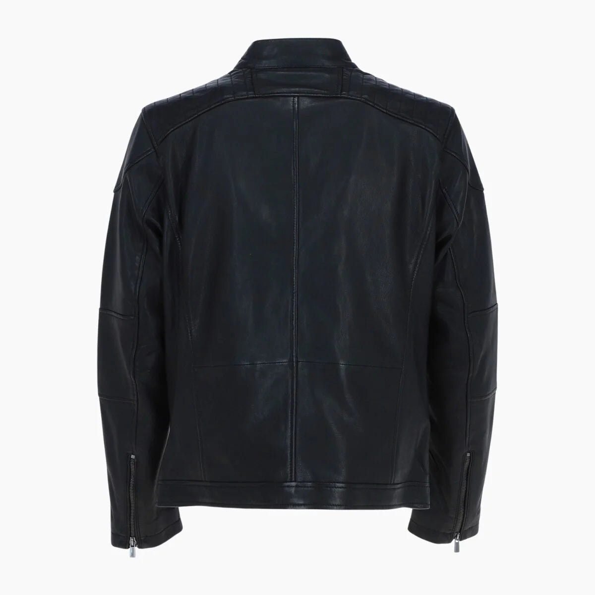 Mens Real Leather Biker Jacket Black