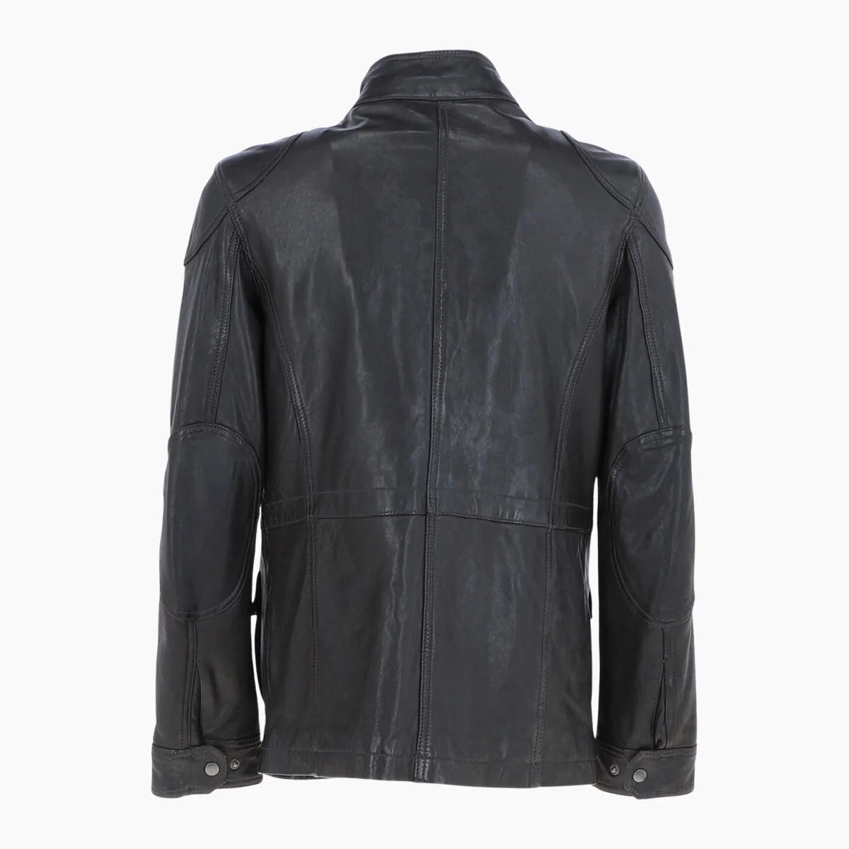 Mens Safari Style Leather Jacket Dark Brown