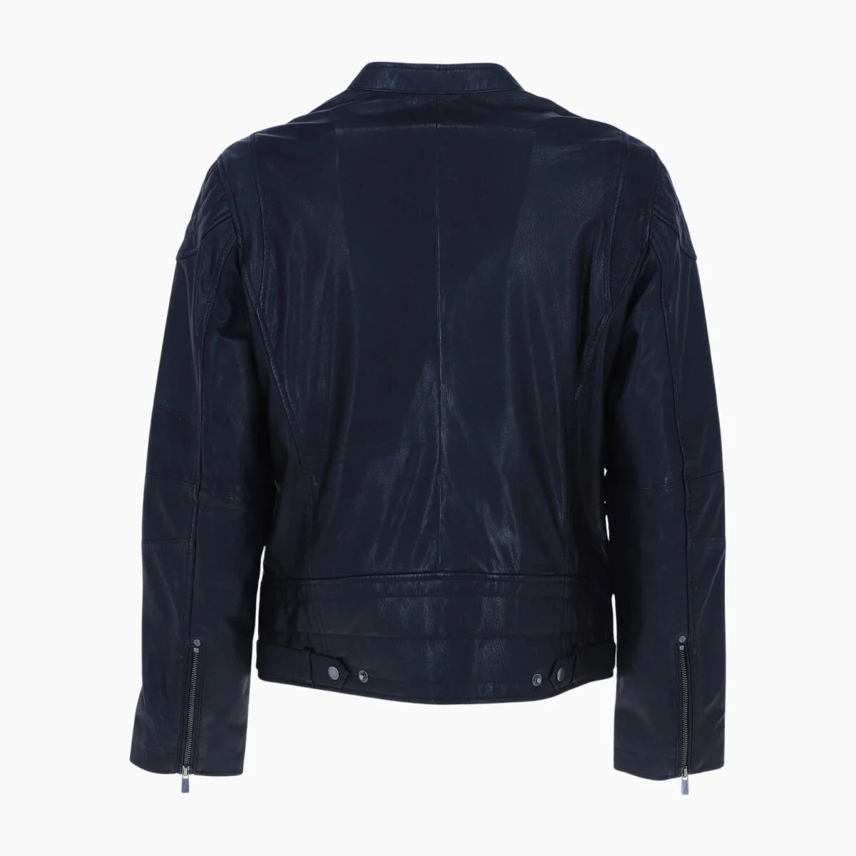 Mens Zip Up Biker Leather Jacket Black