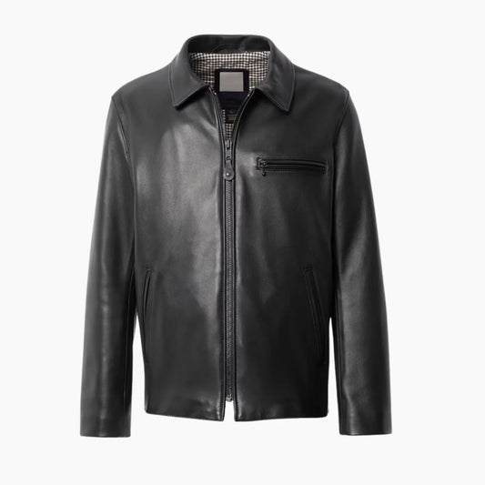 N.Y.C. Men’s Black Leather Delivery Jacket