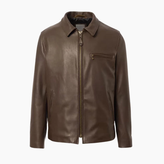 N.Y.C. Men’s Brown Leather Delivery Jacket