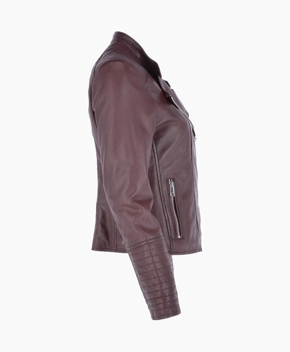 Leather Biker Jacket Oxblood Costa Mesa