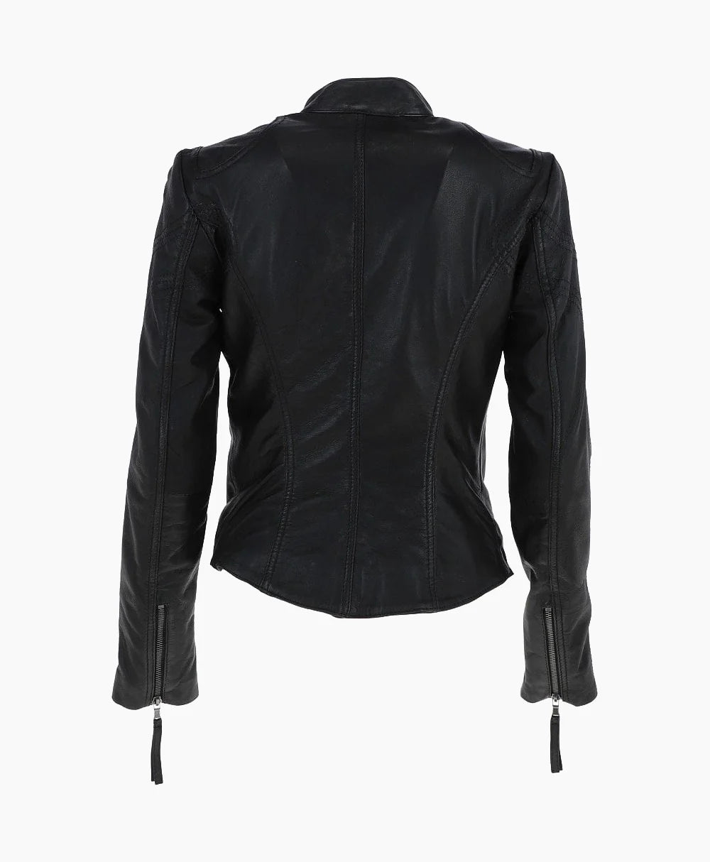 Leather Biker Jacket Black Alton