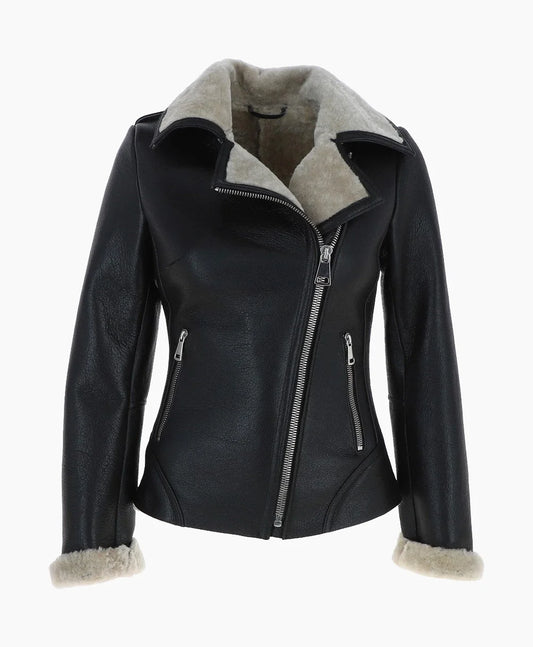 Shearling Leather Jacket Black Alexander