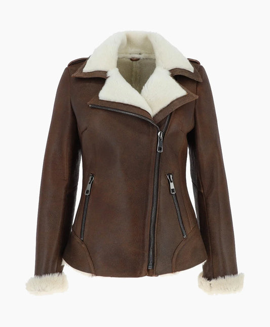 Shearling Leather Jacket Brown Alexander