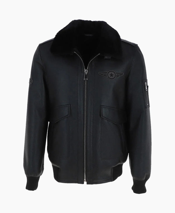Sheepskin Pilot Jacket Black Air Force