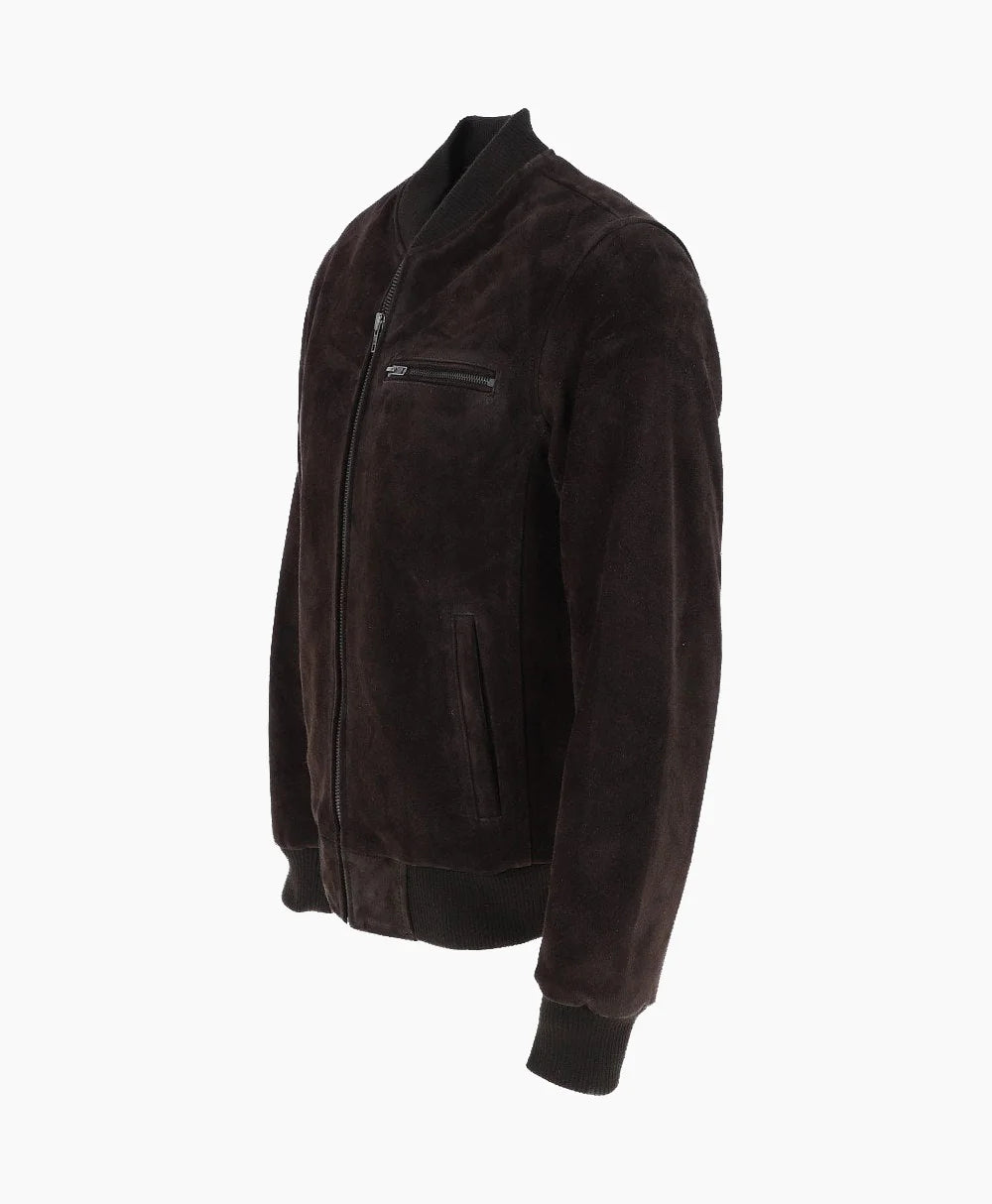 Suede Bomber Jacket Brown Mesa
