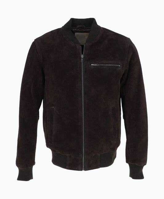 Suede Bomber Jacket Brown Mesa