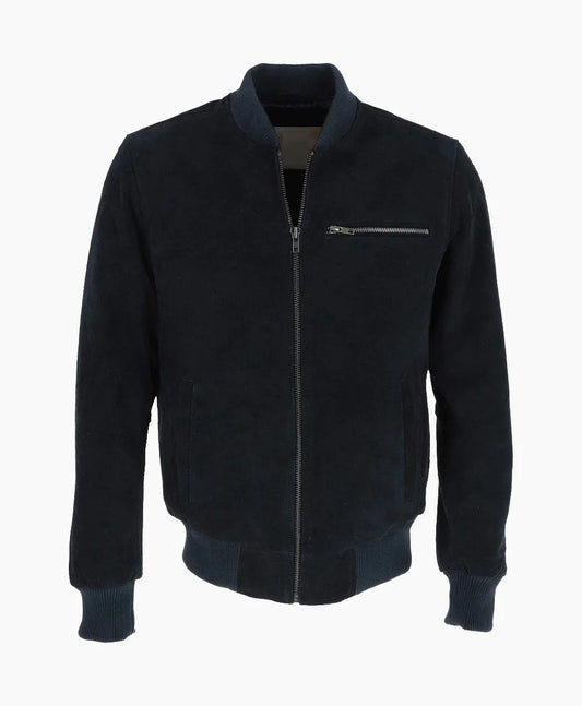 Suede Bomber Jacket Navy Mesa