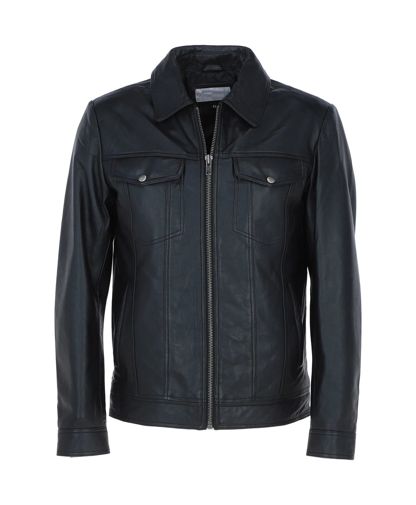 Vintage Leather Bomber Jacket Black Riverton