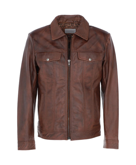 Vintage Leather Bomber Jacket Tan Riverton
