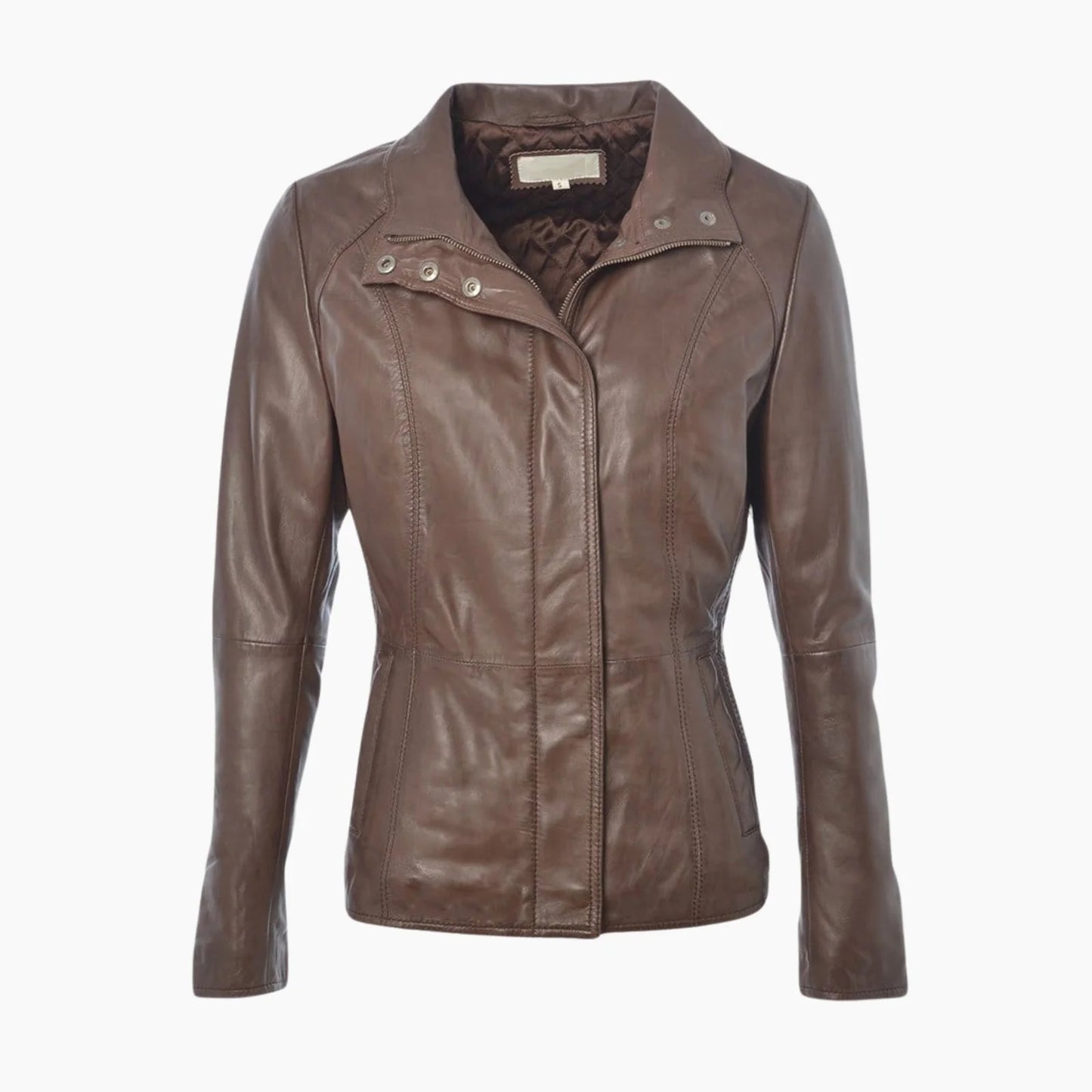 Womens Genuine Leather Jacket Brown