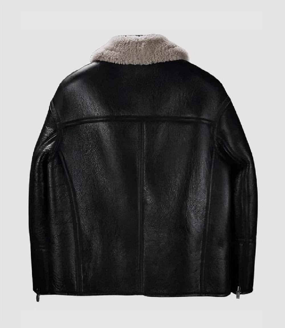 Black Leather Shearling Moto Jacket with Beast-Mode Warmth