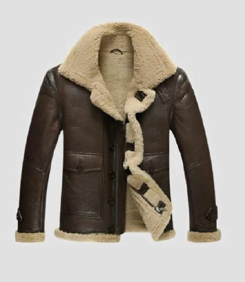 Falconhide Shearling Bomber Vintage Brown Leather Jacket
