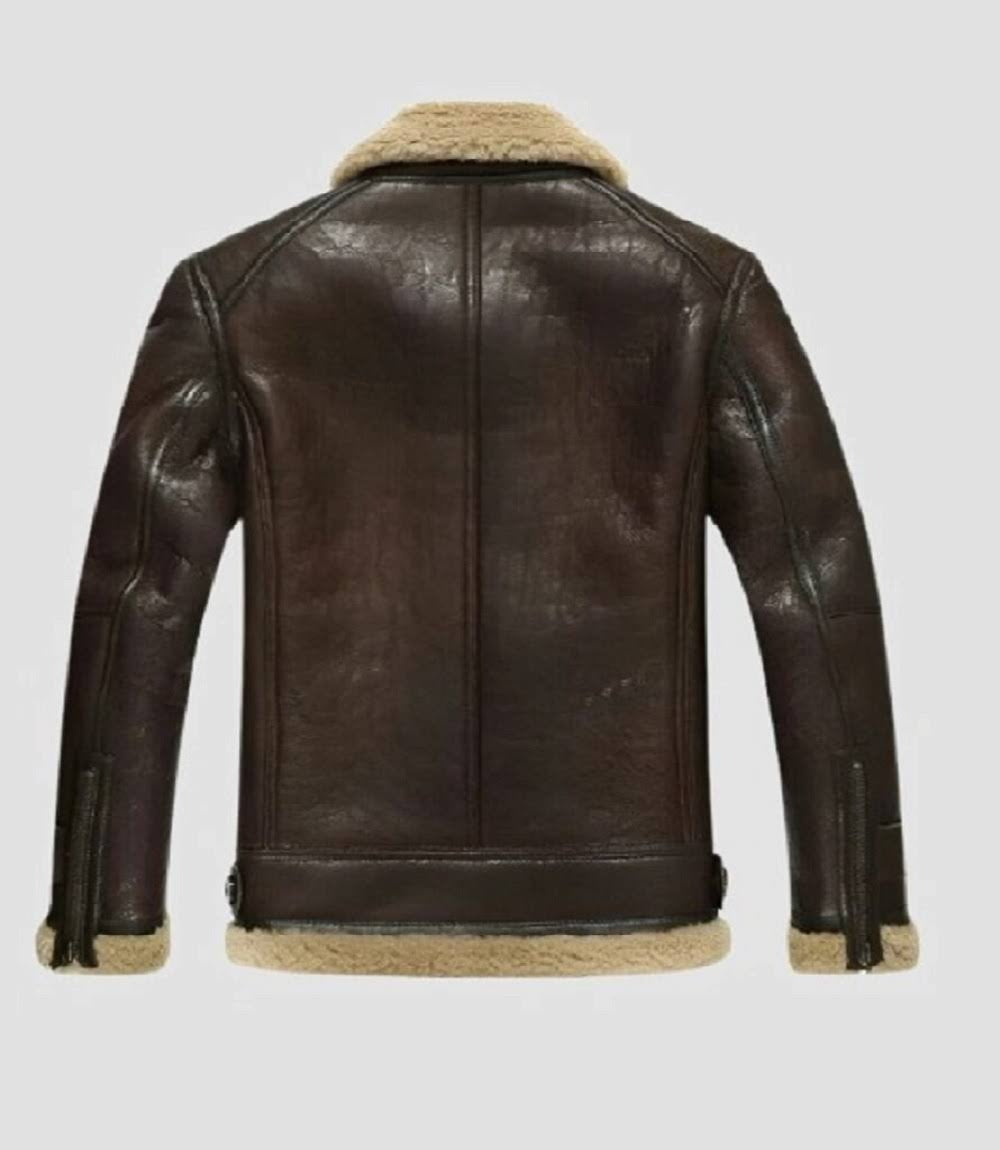 Falconhide Shearling Bomber Vintage Brown Leather Jacket