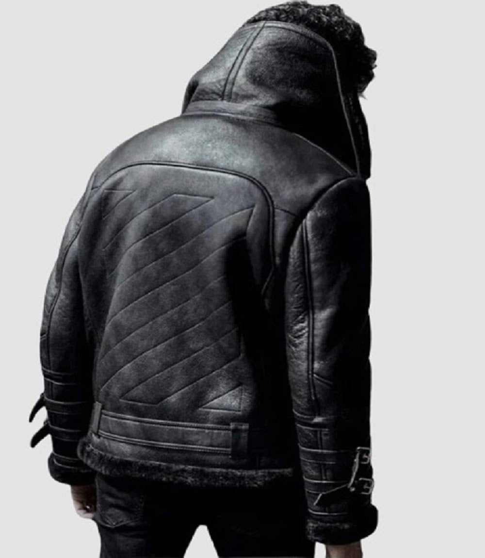 Mens Black B3 Shearling Airforce Bomber Leather Jacket