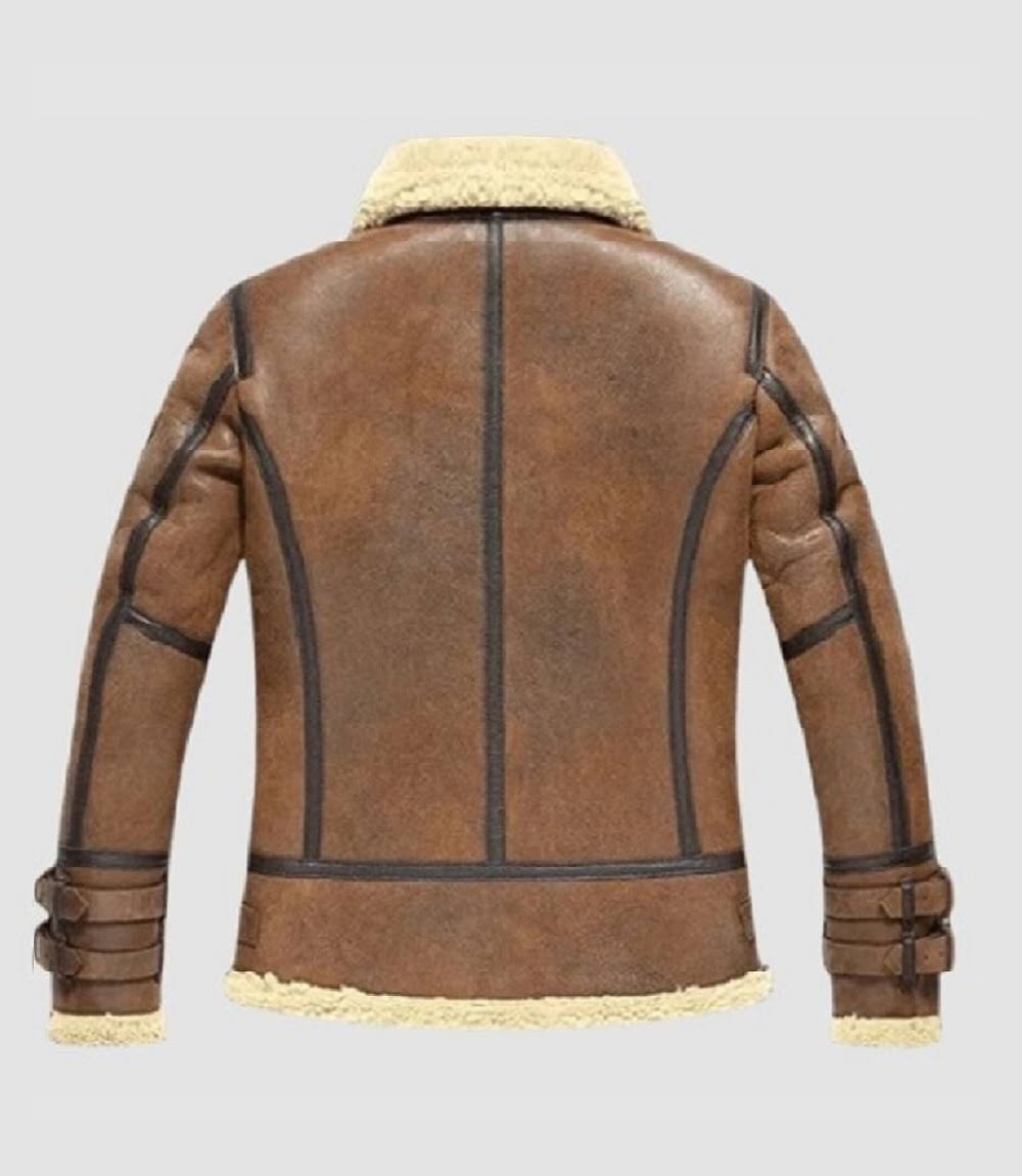 Mens Aviator B3 Bomber Shearling, Brown Leather Jacket
