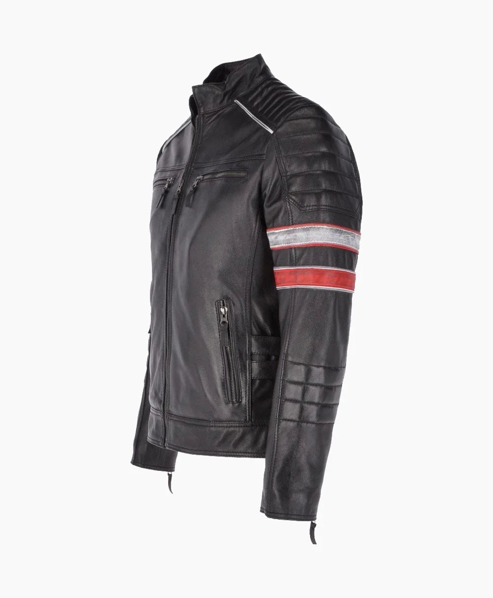 Leather Biker Jacket Black San Diego